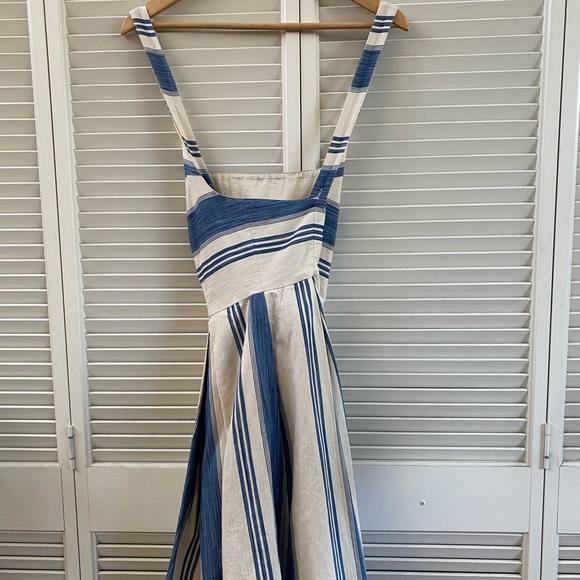 Polo by Ralph Lauren Dress - Criss cross Fit and Flare Blue Cream Size 12 - Picture 5 of 11
